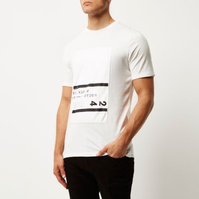 White print longline t-shirt